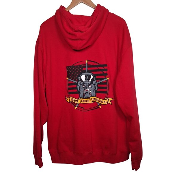 USMC Airbus Marines Sweatshirt Men 2XL Red Hoodie Bulldog United States Military
